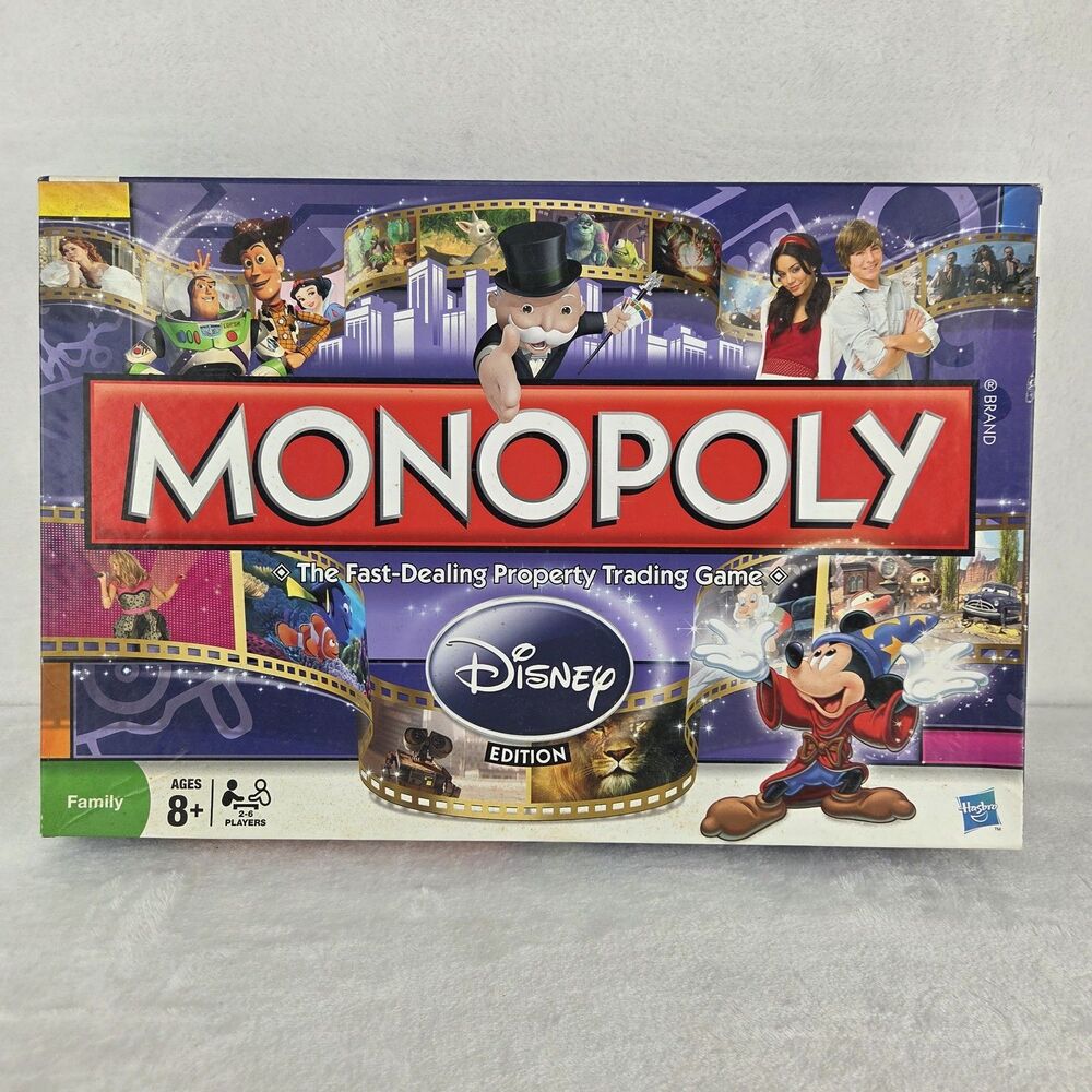 Monopoly Board Game Disney Edition 2009 100% Complete Golden Tinker Bell Figure